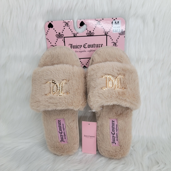 Juicy Couture Shoes - Juicy Couture Faux Fur Slides Slippers.